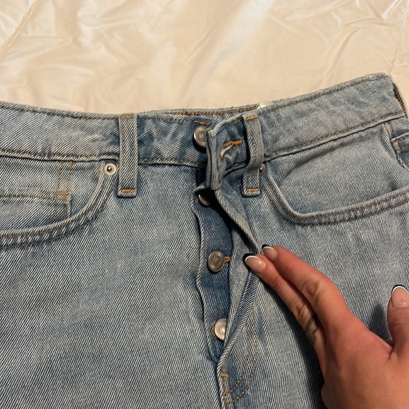 Raw Hem Denim Mini Skirt - Picture 2 of 4